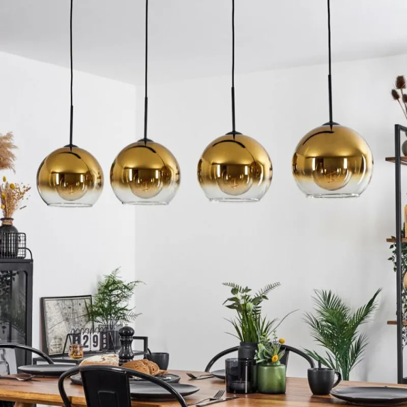 hofstein Suspension Verre 25 cm Koyoto Or, Clair, 4 lumières