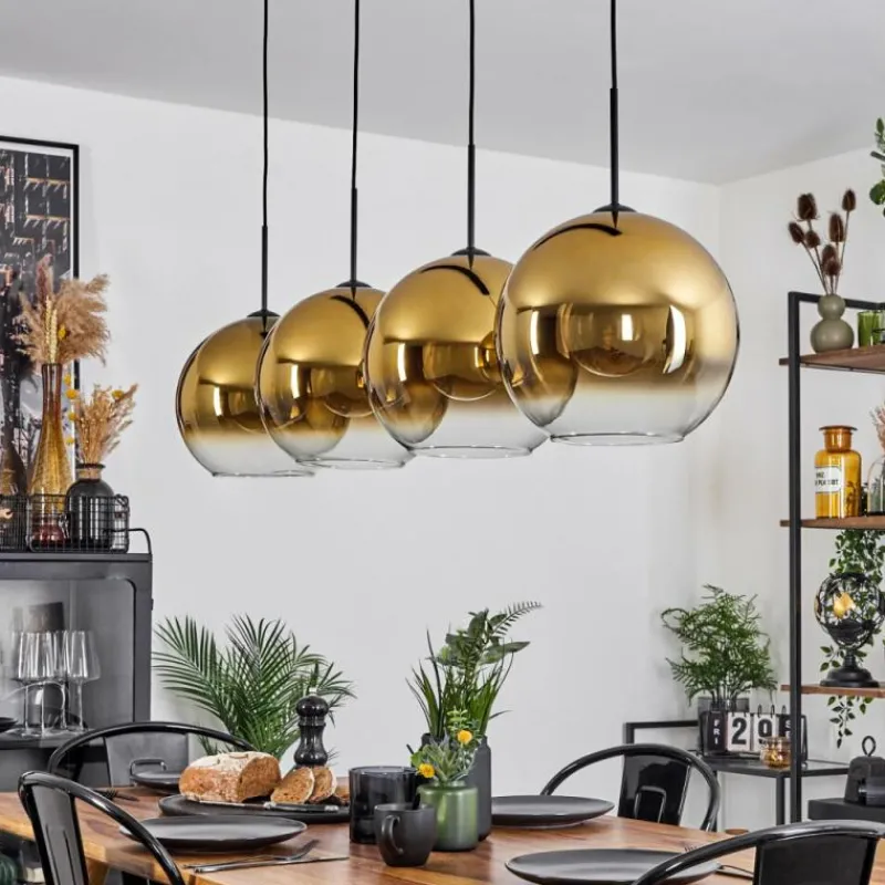 hofstein Suspension Verre 30 cm Koyoto Or, Clair, 4 lumières