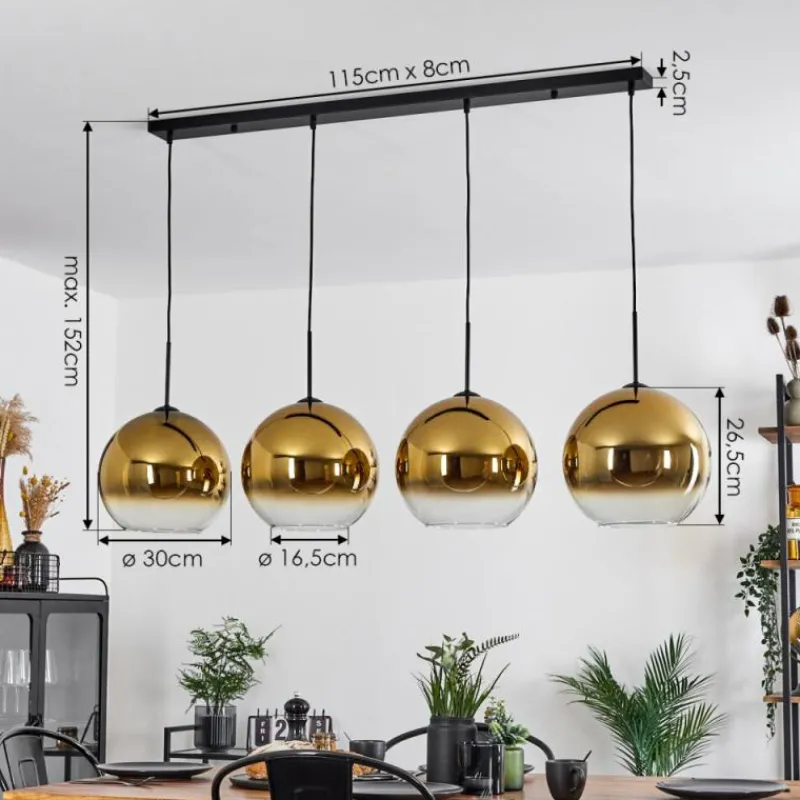 hofstein Suspension Verre 30 cm Koyoto Or, Clair, 4 lumières