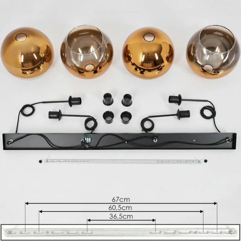 hofstein Suspension Verre 30 cm Koyoto Or, Clair, 4 lumières