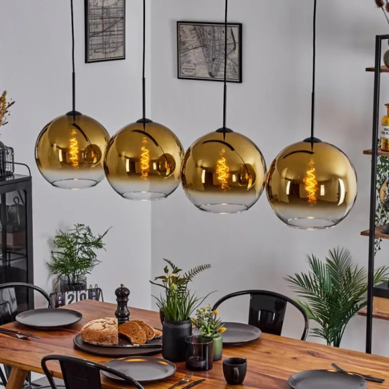 hofstein Suspension Verre 30 cm Koyoto Or, Clair, 4 lumières