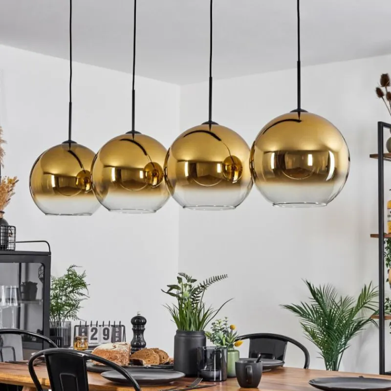 hofstein Suspension Verre 30 cm Koyoto Or, Clair, 4 lumières