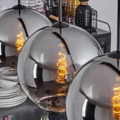 Suspension Verre Fumé-hofstein Suspension Verre 30 cm Koyoto Chrome, Clair, Fumé, 4 lumières