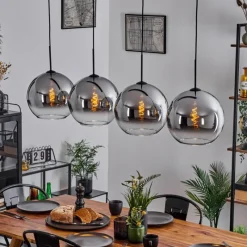 Suspension Verre Fumé-hofstein Suspension Verre 30 cm Koyoto Chrome, Clair, Fumé, 4 lumières