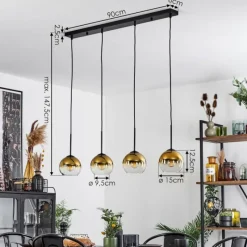 hofstein Suspension Verre 15 cm Koyoto Or, Clair, 4 lumières