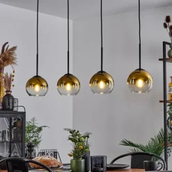 hofstein Suspension Verre 15 cm Koyoto Or, Clair, 4 lumières