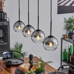 Suspension Verre Fumé-hofstein Suspension Verre 15 cm Koyoto Chrome, Clair, Fumé, 4 lumières