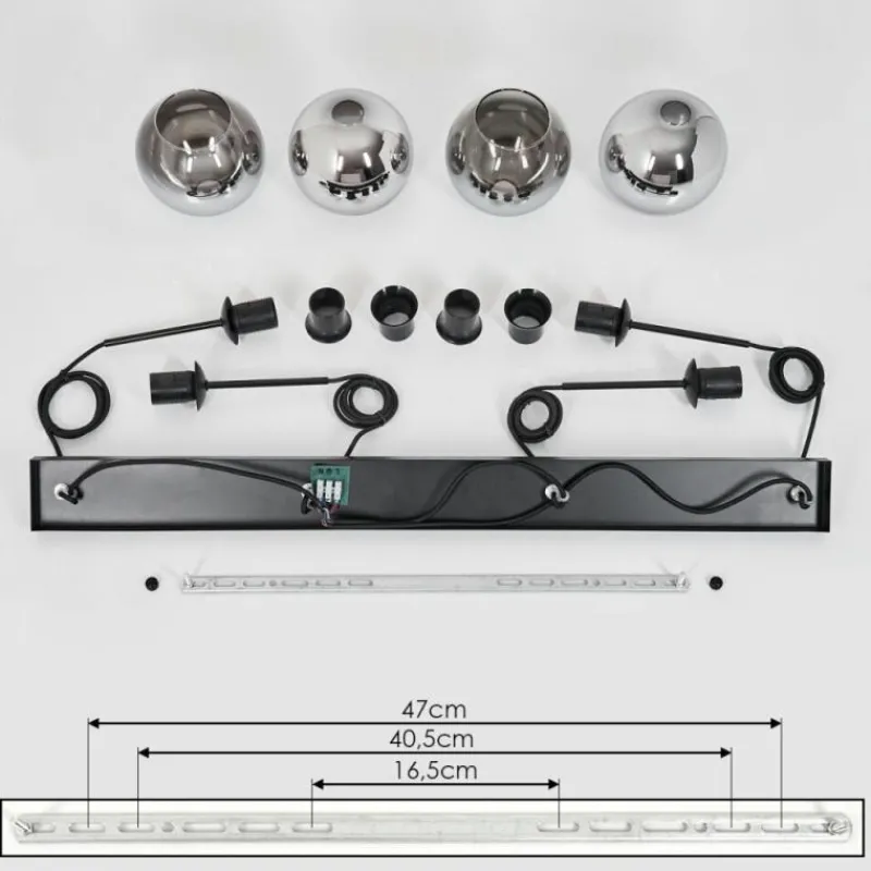 Suspension Verre Fumé-hofstein Suspension Verre 15 cm Koyoto Chrome, Clair, Fumé, 4 lumières