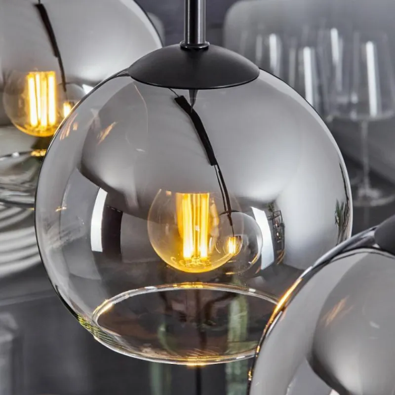 Suspension Verre Fumé-hofstein Suspension Verre 15 cm Koyoto Chrome, Clair, Fumé, 4 lumières