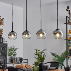 Suspension Verre Fumé-hofstein Suspension Verre 15 cm Koyoto Chrome, Clair, Fumé, 4 lumières