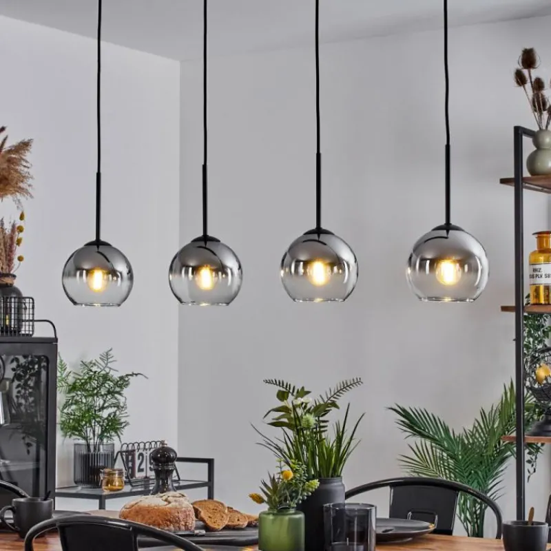 Suspension Verre Fumé-hofstein Suspension Verre 15 cm Koyoto Chrome, Clair, Fumé, 4 lumières