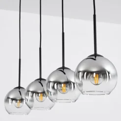 Suspension Verre Fumé-hofstein Suspension Verre 15 cm Koyoto Chrome, Clair, Fumé, 4 lumières