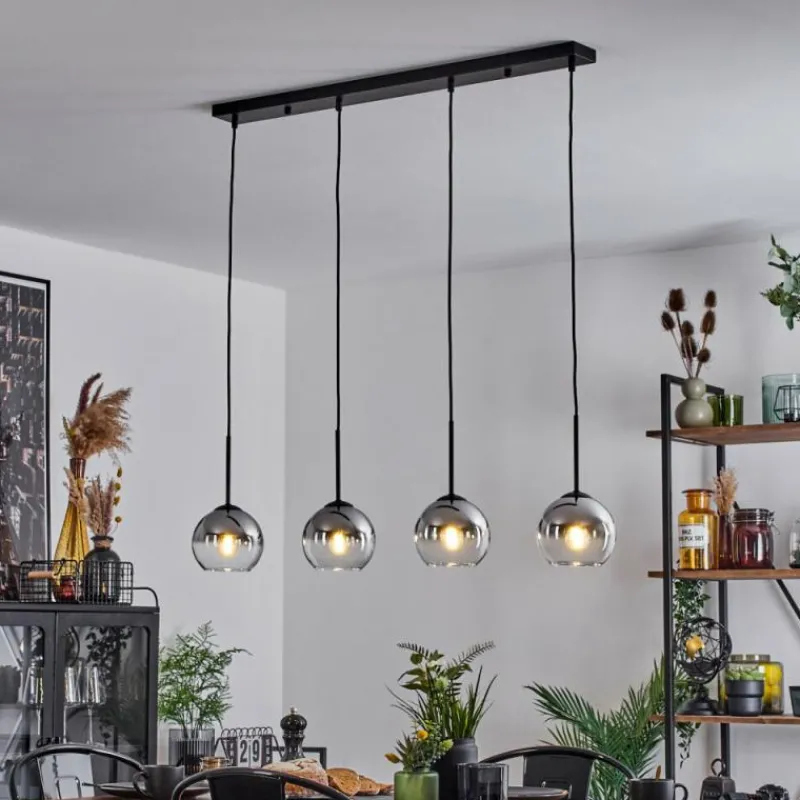 Suspension Verre Fumé-hofstein Suspension Verre 15 cm Koyoto Chrome, Clair, Fumé, 4 lumières