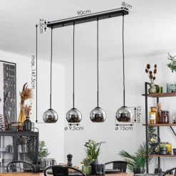 Suspension Verre Fumé-hofstein Suspension Verre 15 cm Koyoto Chrome, Fumé, 4 lumières