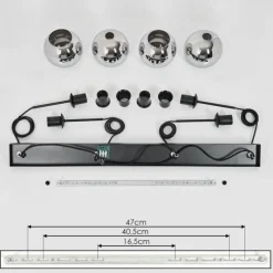 Suspension Verre Fumé-hofstein Suspension Verre 15 cm Koyoto Chrome, Fumé, 4 lumières