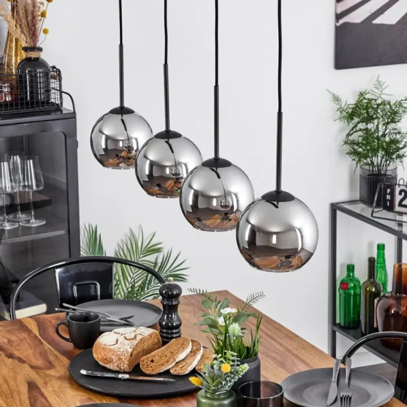 Suspension Verre Fumé-hofstein Suspension Verre 15 cm Koyoto Chrome, Fumé, 4 lumières