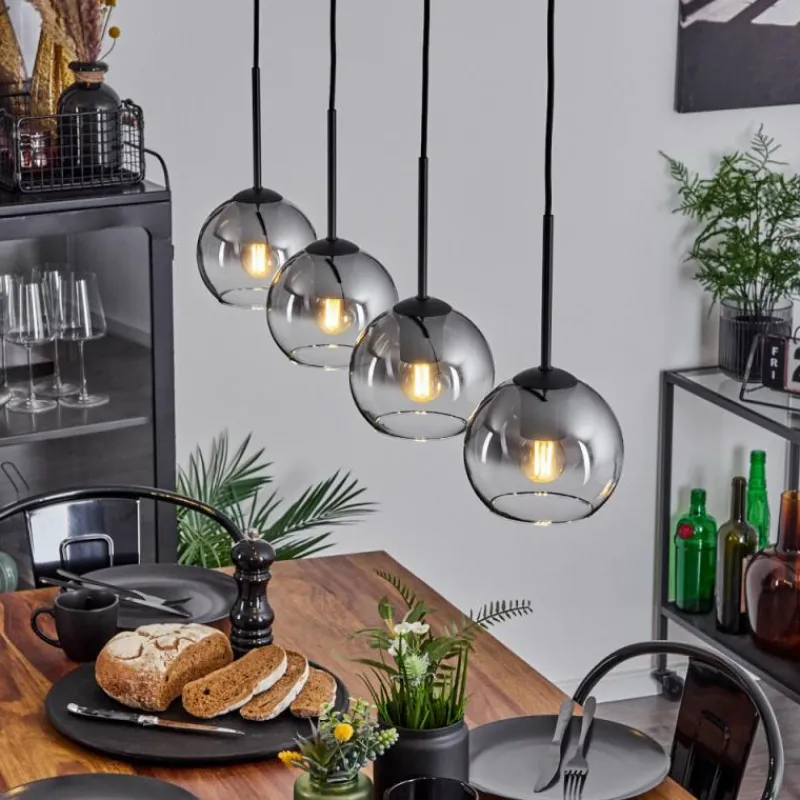 Suspension Verre Fumé-hofstein Suspension Verre 15 cm Koyoto Clair, Fumé, 4 lumières