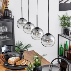 Suspension Verre Fumé-hofstein Suspension Verre 15 cm Koyoto Clair, Fumé, 4 lumières