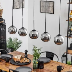 Suspension Verre Fumé-hofstein Suspension Verre 15 cm Koyoto Chrome, Fumé, 5 lumières