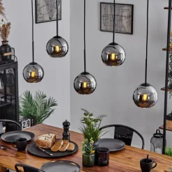 Suspension Verre Fumé-hofstein Suspension Verre 15 cm Koyoto Chrome, Fumé, 5 lumières