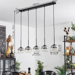 Suspension Verre Fumé-hofstein Suspension Verre 15 cm Koyoto Chrome, Clair, Fumé, 5 lumières