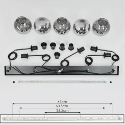 Suspension Verre Fumé-hofstein Suspension Verre 15 cm Koyoto Chrome, Clair, Fumé, 5 lumières