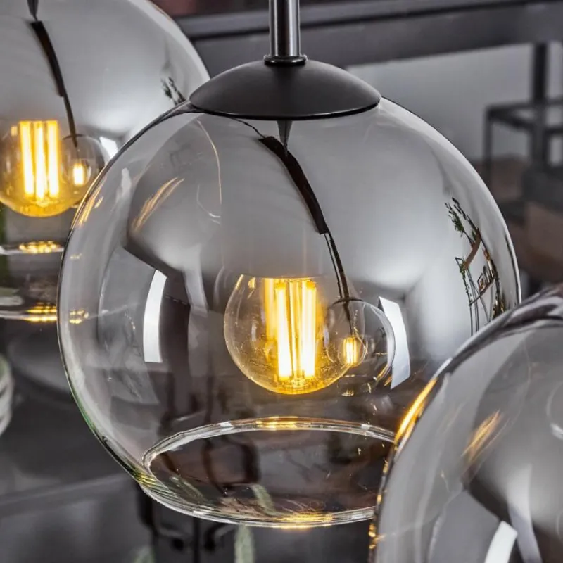 Suspension Verre Fumé-hofstein Suspension Verre 15 cm Koyoto Chrome, Clair, Fumé, 5 lumières