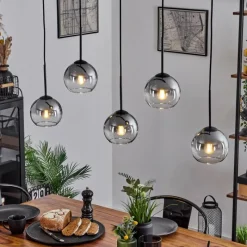 Suspension Verre Fumé-hofstein Suspension Verre 15 cm Koyoto Chrome, Clair, Fumé, 5 lumières