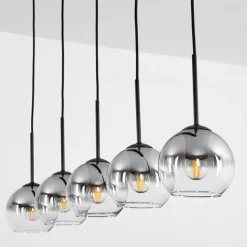 Suspension Verre Fumé-hofstein Suspension Verre 15 cm Koyoto Chrome, Clair, Fumé, 5 lumières