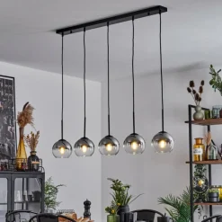 Suspension Verre Fumé-hofstein Suspension Verre 15 cm Koyoto Chrome, Clair, Fumé, 5 lumières