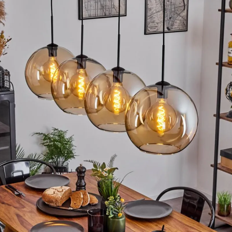 hofstein Suspension Verre 30 cm Koyoto Ambre, 4 lumières