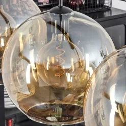 hofstein Suspension Verre 30 cm Koyoto Ambre, 4 lumières