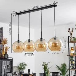 hofstein Suspension Verre 30 cm Koyoto Ambre, 4 lumières