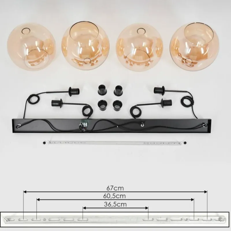 hofstein Suspension Verre 30 cm Koyoto Ambre, 4 lumières