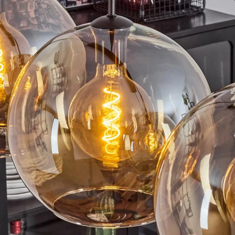 hofstein Suspension Verre 30 cm Koyoto Ambre, 4 lumières