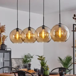 hofstein Suspension Verre 30 cm Koyoto Ambre, 4 lumières