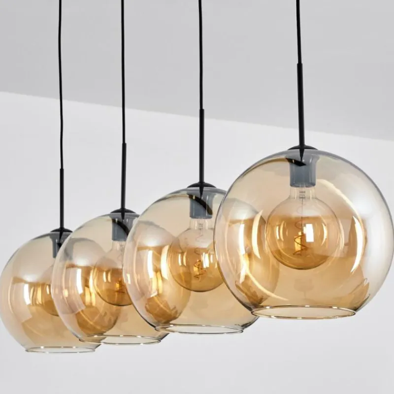 hofstein Suspension Verre 30 cm Koyoto Ambre, 4 lumières