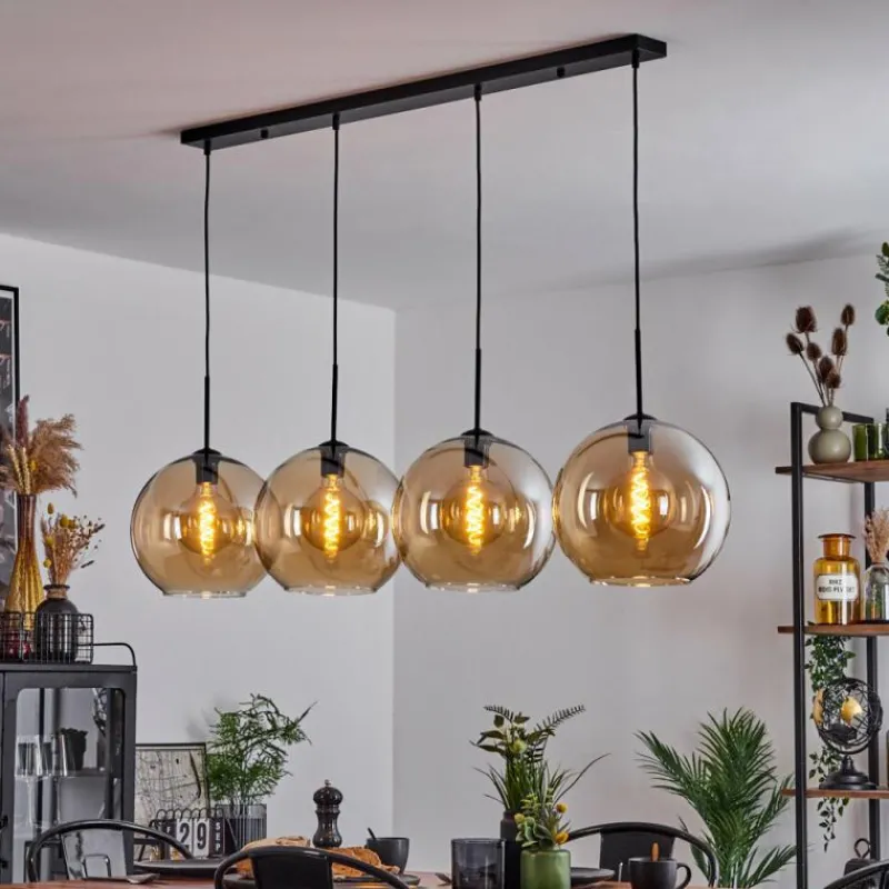 hofstein Suspension Verre 30 cm Koyoto Ambre, 4 lumières