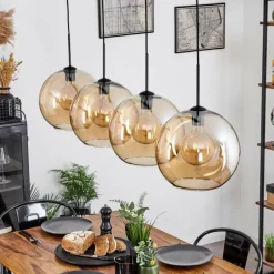 hofstein Suspension Verre 30 cm Koyoto Ambre, 4 lumières