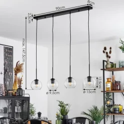 hofstein Suspension Verre 15 cm Koyoto Clair, 4 lumières