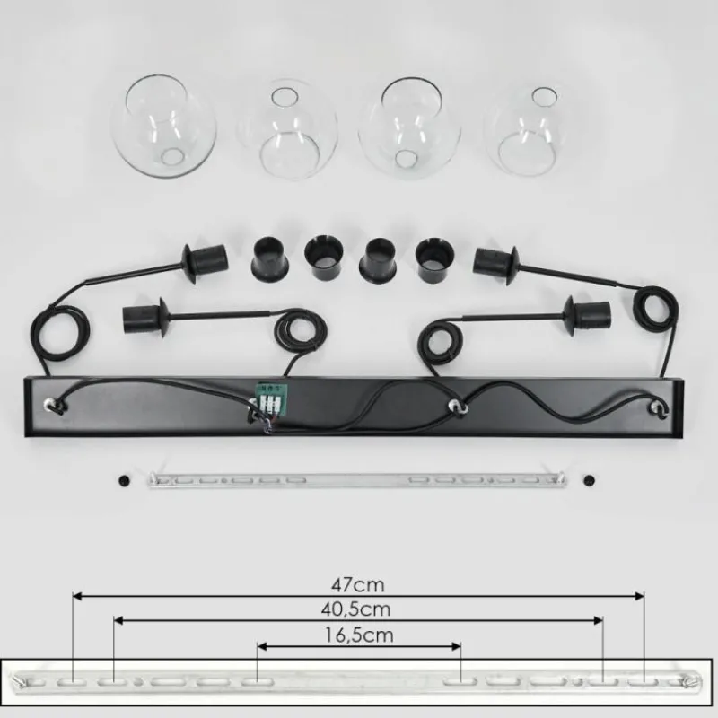 hofstein Suspension Verre 15 cm Koyoto Clair, 4 lumières