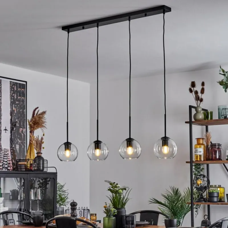 hofstein Suspension Verre 15 cm Koyoto Clair, 4 lumières