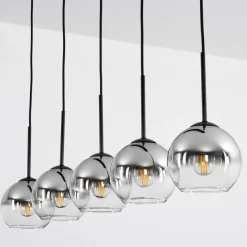 Suspension Verre Fumé-hofstein Suspension Verre 15 cm Koyoto Chrome, Clair, Fumé, 5 lumières