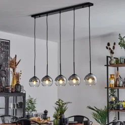 Suspension Verre Fumé-hofstein Suspension Verre 15 cm Koyoto Chrome, Clair, Fumé, 5 lumières