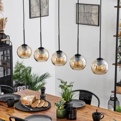 hofstein Suspension Verre 15 cm Koyoto Ambre, 5 lumières