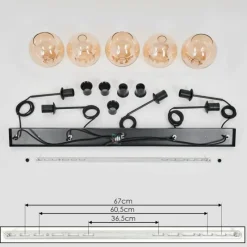 hofstein Suspension Verre 15 cm Koyoto Ambre, 5 lumières