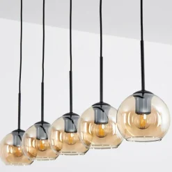 hofstein Suspension Verre 15 cm Koyoto Ambre, 5 lumières