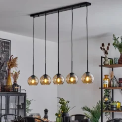 hofstein Suspension Verre 15 cm Koyoto Ambre, 5 lumières