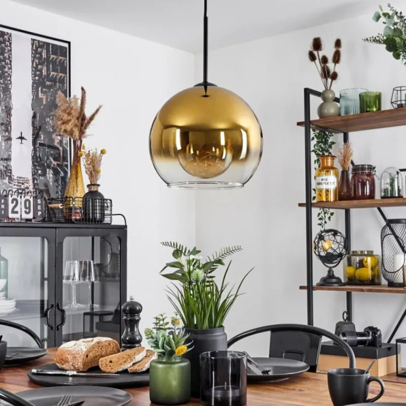 hofstein Suspension Verre 25 cm Koyoto Or, Clair, 1 lumière