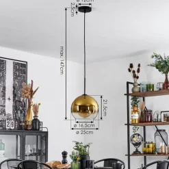 hofstein Suspension Verre 25 cm Koyoto Or, Clair, 1 lumière